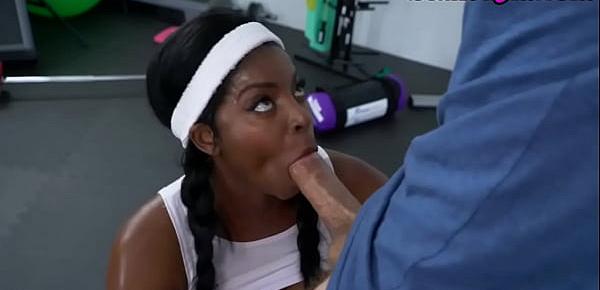  Black booty gym babe fucking personal instructor